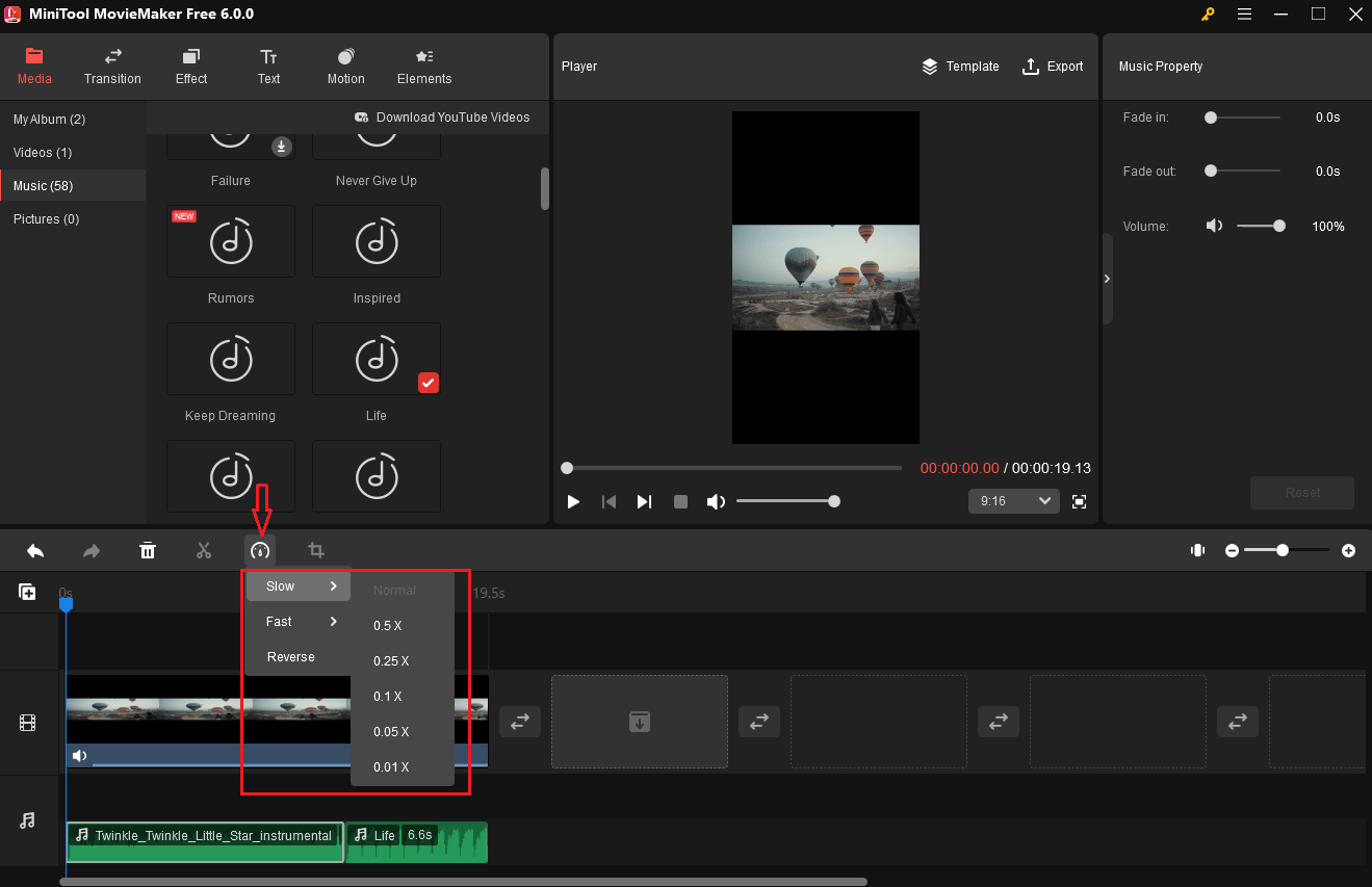 change the speed of the audio