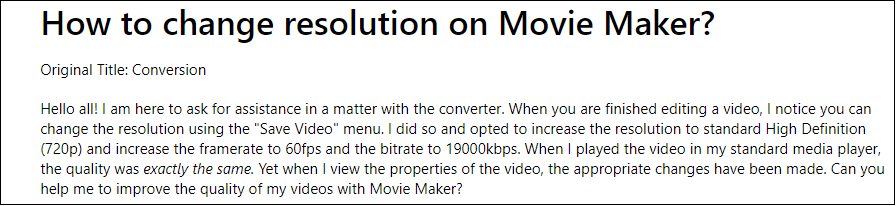 comment changer la résolution vidéo dans Windows Movie Maker