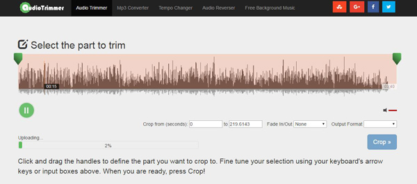 AudioTrimmerのメインインターフェイス